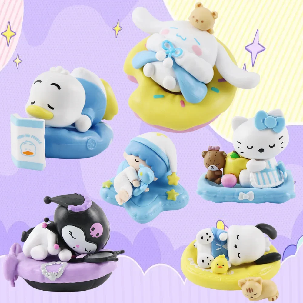 

Кавайная фигурка Hello Kitty 5 см, Sanrio, My Melody, аниме Kuromi, экшн-коллекция, набор из 6 материалов из ПВХ, подарки для детей