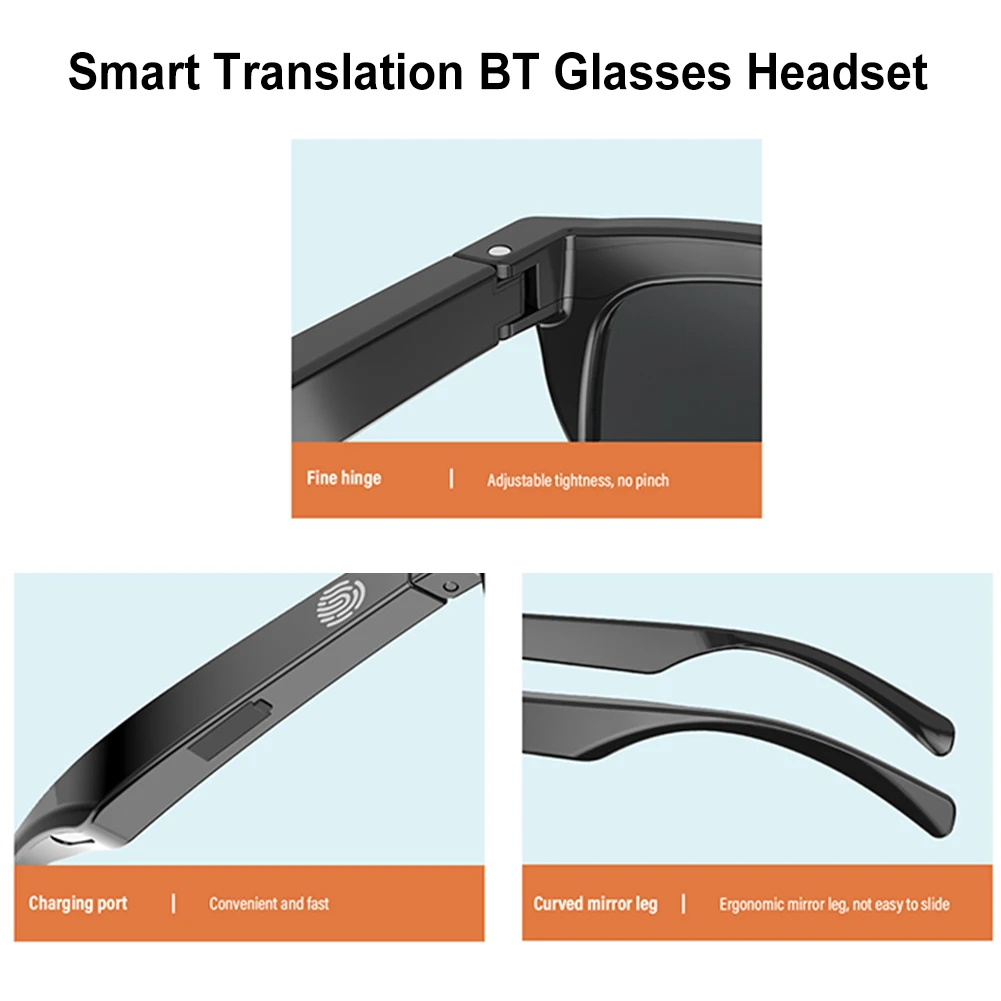 F06 Translation Sunglasses Smart Bluetooth 5.3 Translator Glasses 144 Languages Real-time Translator with 3H Battery Life