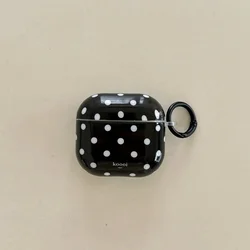 Black Polka Dot IMD Earphone Case with Ring and Anti - Fall Design - Airpods 1 (LE with Ring)