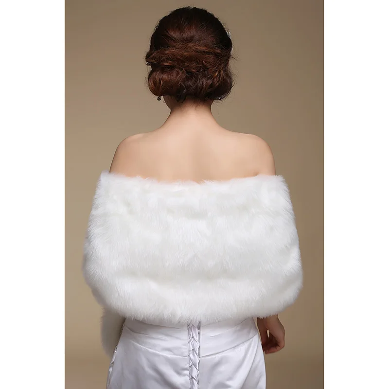 Women Winter Long Bridal Faux Fur Shawl Bridal Wraps Warm Faux Fur Wedding Wrap Boleros Wedding Shawl Evening Party images - 6