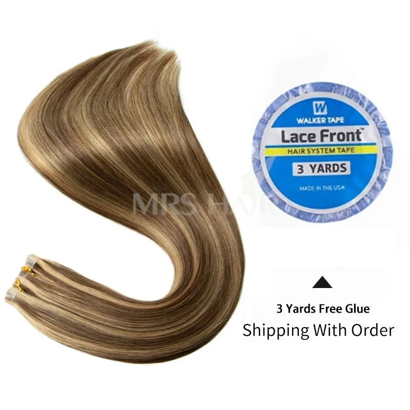 Long Flat Weft Invisible Tape Human Hair Bundels Natural Seamless & No-Glue Tape in Human Hair Extensions ThicK Ends