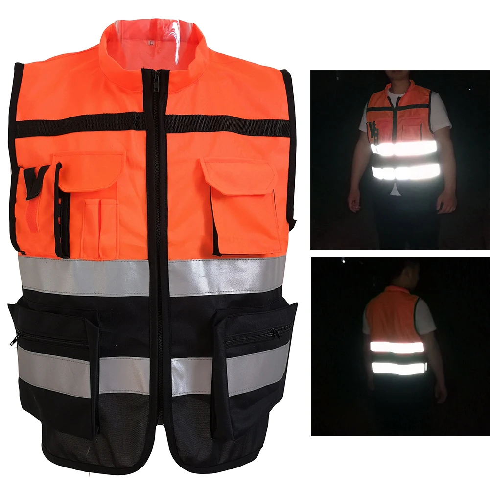 

Sport Reflective Strips Cycling Vest Safety Driving Jacket Security Visibility Workwear Construction Gilet Traffic Waistcoat