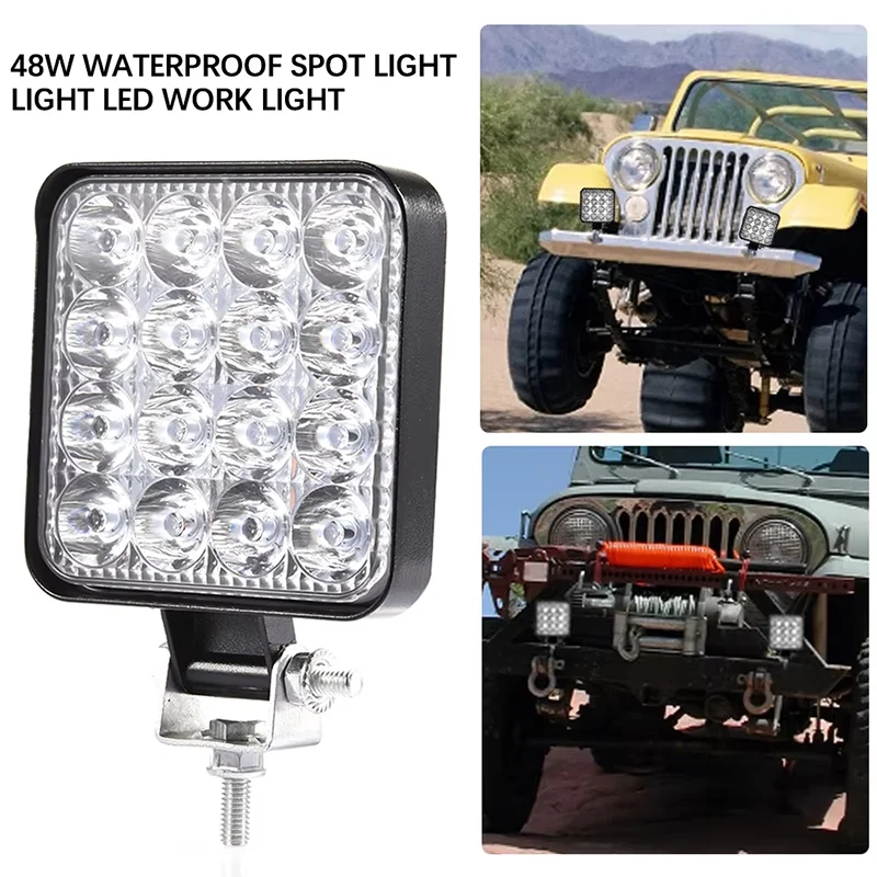 12V-48V LED 작업등 사각형 집광 플래시 모델/집광 모델 48W 자동차 헤드라이트 트럭 오프로드 SUV 야간 조명 안개등