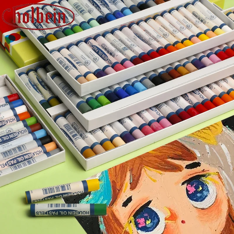 Holbein 12/24/36/48 Color Set Oil Painting Crayon Oily Pastel Stick for Children Soft Oil Rod Crayon Painting Pigment Set mineral ink stick water color pigment painting paints for chinse painting calligraphy art supply