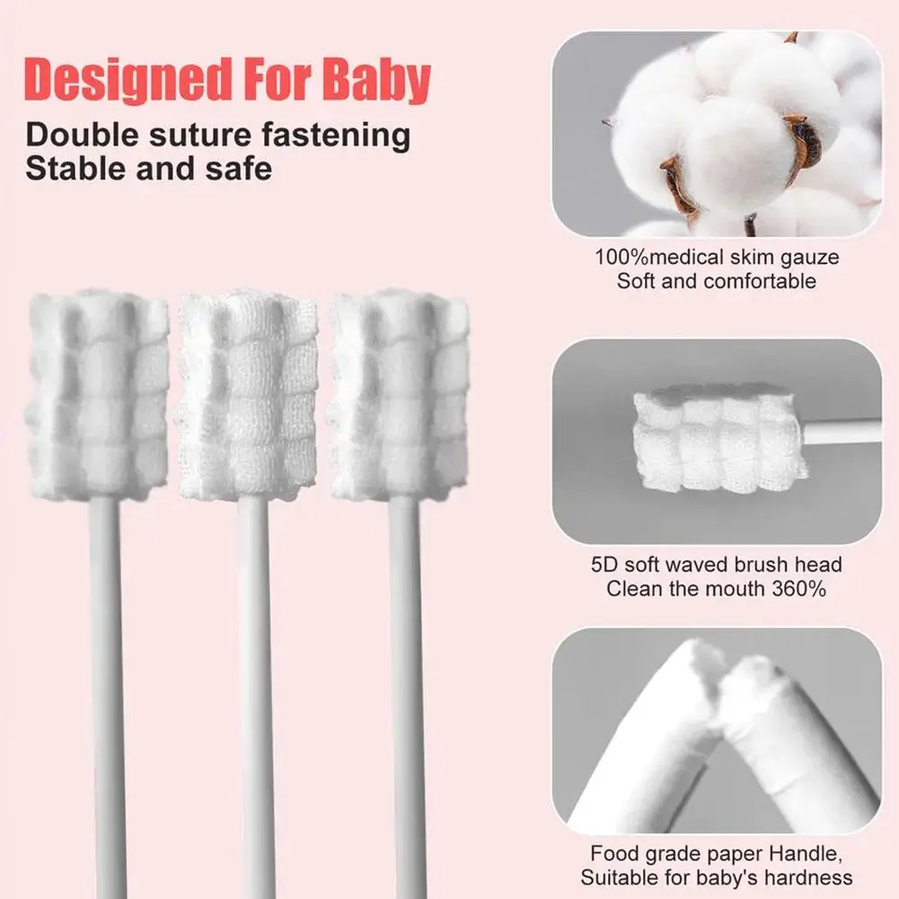 Baby Tongue Cleaner Disposable Gauze Toothbrush Paper Rod