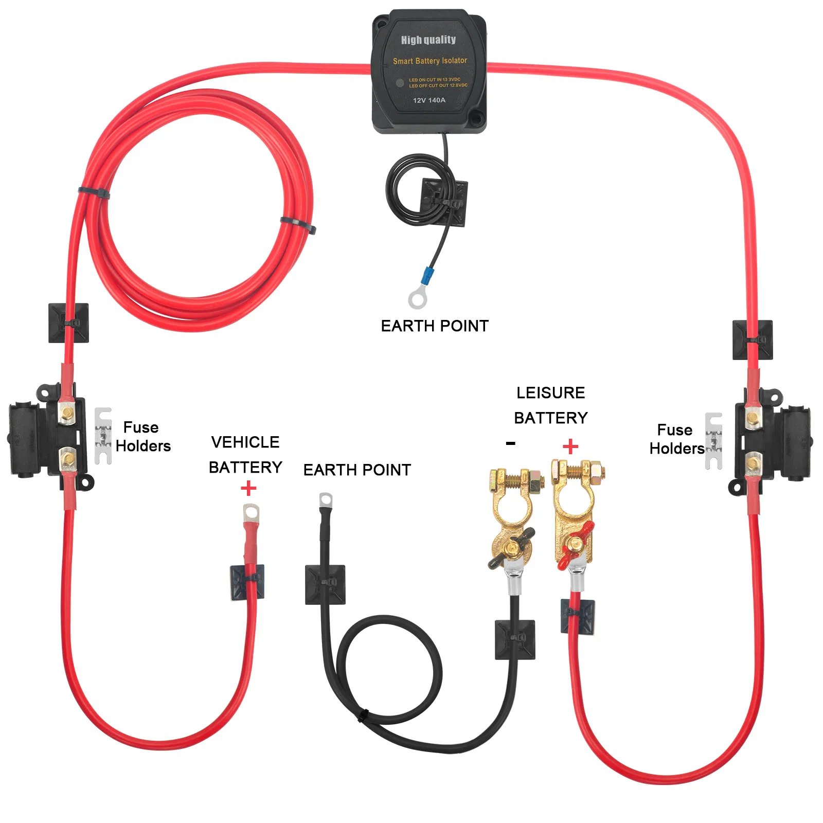 3m Ready Made Split Charge Relay Kit 12v 140 AMP VSR 110Amp Lead T4 T5 ...