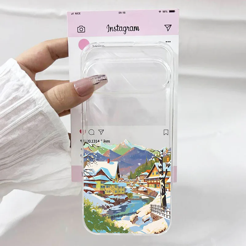 Elegant Winter Snow Landscape Clear Soft TPU Phone Case