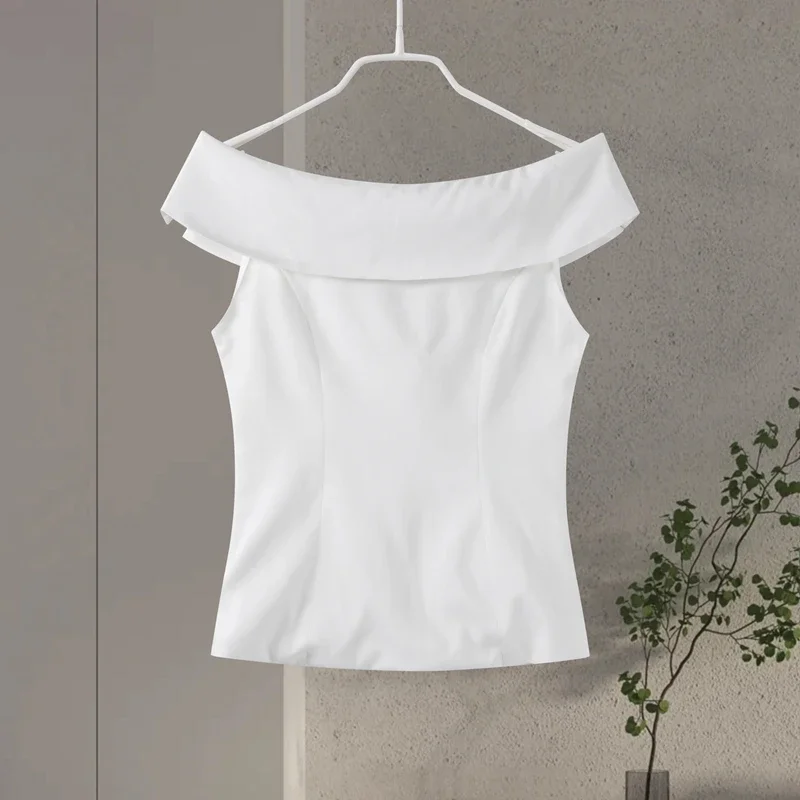 Fashion Off Shoulder Double-breasted Vest Women Sexy Slim Sleeveless Waistcoat Summer New Ladies Fashion Tops Streetwear