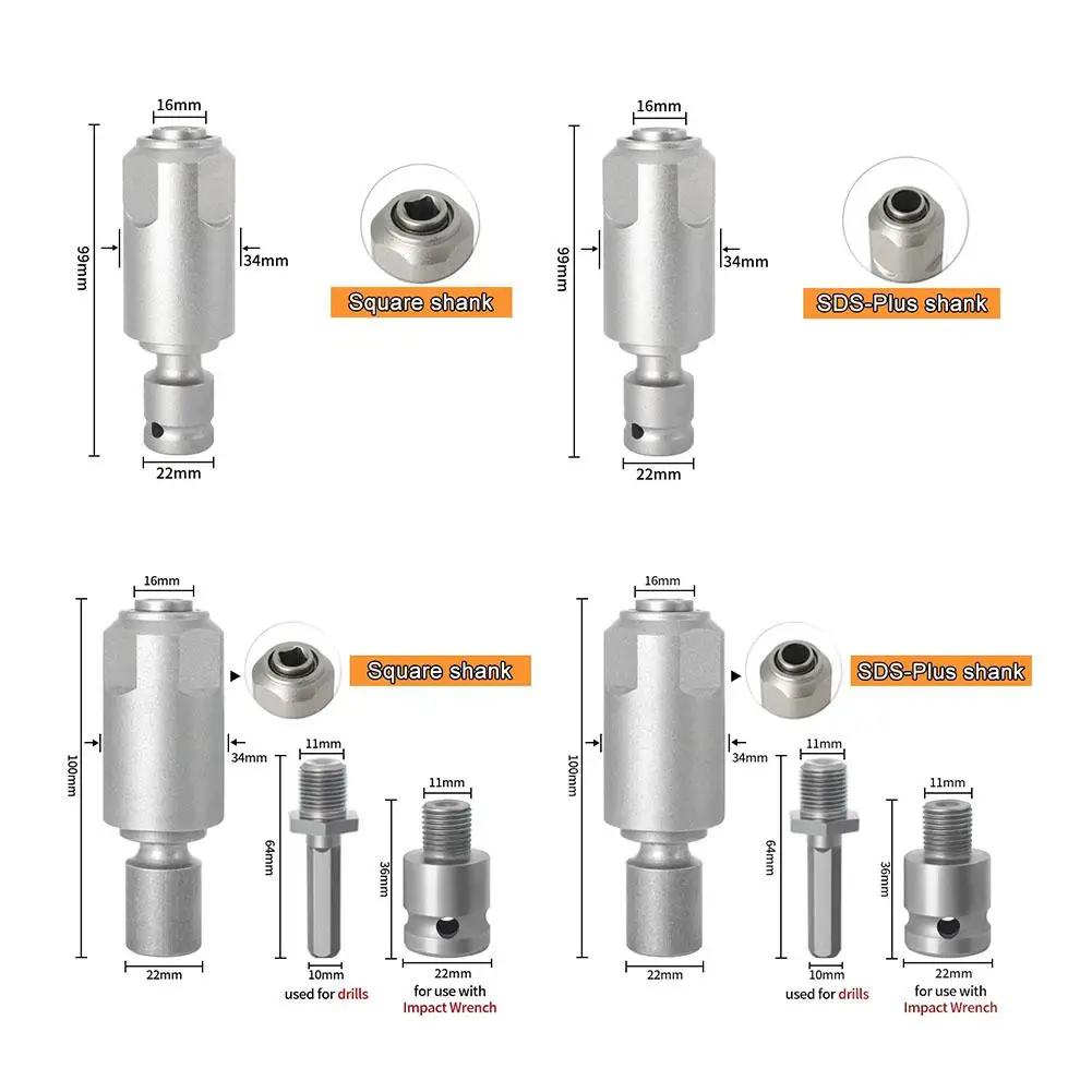 Adapter For Converting Impact Wrench To Electric Hammer SDS Max To SDS Plus Adapte Square Interface Use With Drill/Impact Wrench