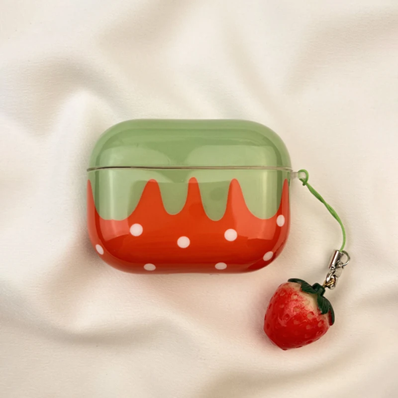 Strawberry White Polka Dot TPU Earphones Case For AirPods