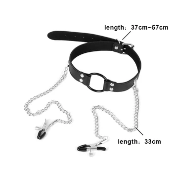 3 IN 1 Sex Underwear Sexy Lingerie For Women Mouth Gag Cupless Bra Nipple Clamps Adult Games Product Leather Harness Bondage Set 6