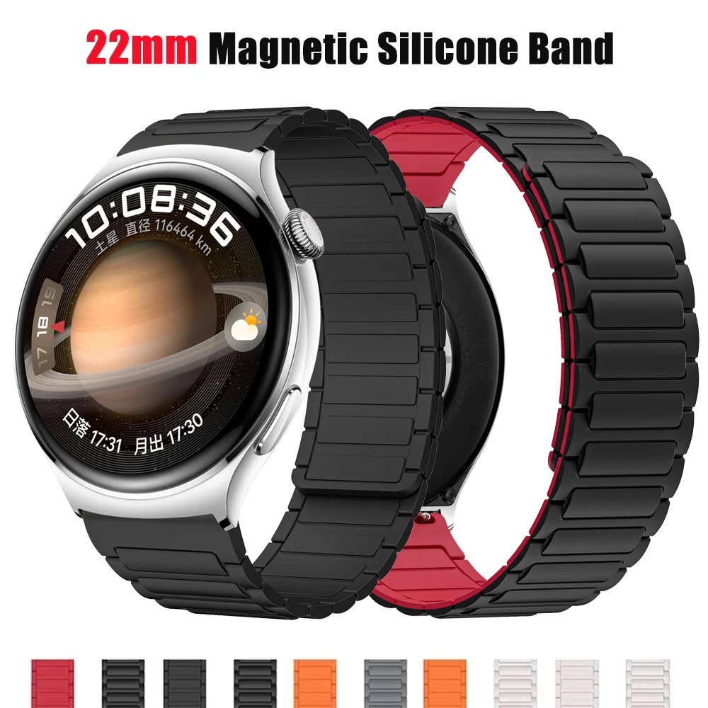 Magnetic 22mm Soft Silicone Watch Band with Loop Strap - Universal Fit Bracelet
