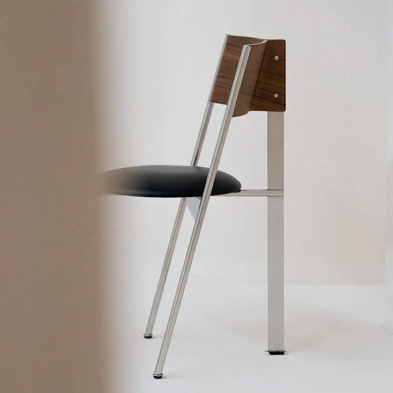 Dining chair retro chair antique solid wood stainless steel furniture Chinese designer household stool