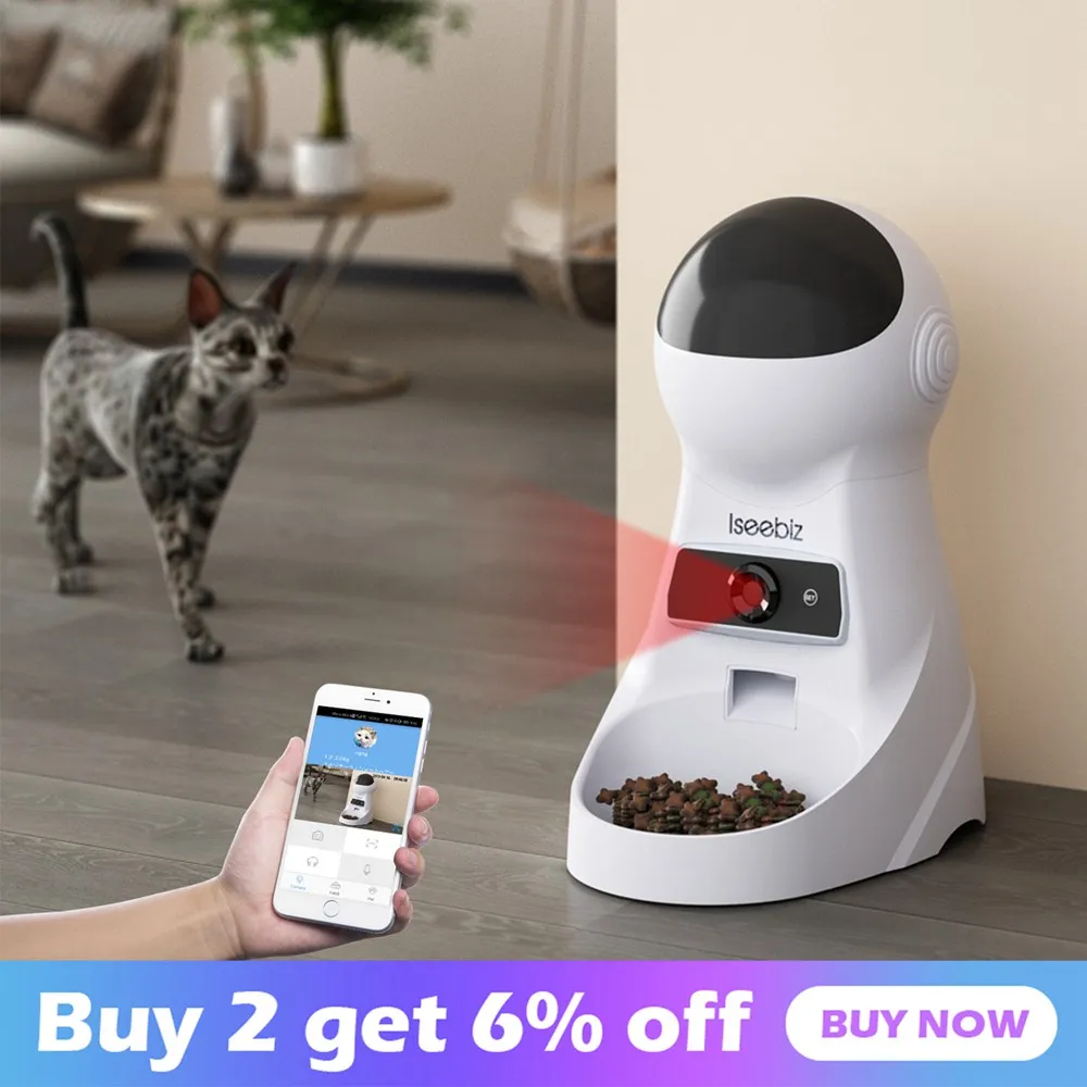 3l Automatic Cat Feeder Dog Food Dispenser With Camera Support Voice Record ,app Control