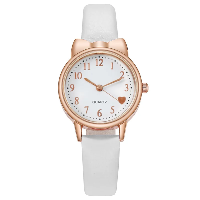 2024 Fashion Kids Love Digital Dial Children Set Watch Leather Strap Quartz Watches Kid Girls Clock Watch Bracelet Set Gift 6