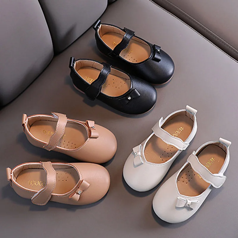 

Spring Autumn Girls Shoes Bow Mary Janes Shoes Black Kids Flats White Single Shoes For Baby Child Princess Shoes Toddlers 1-5y