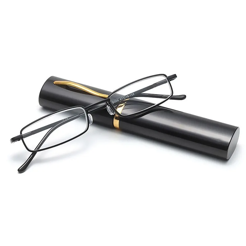 Men Glass Reading Glasses Presbyopic Eyewear Portable Pen Tube Prescription Glasses Spring Hinges Frame+125+175+225+275 - 3