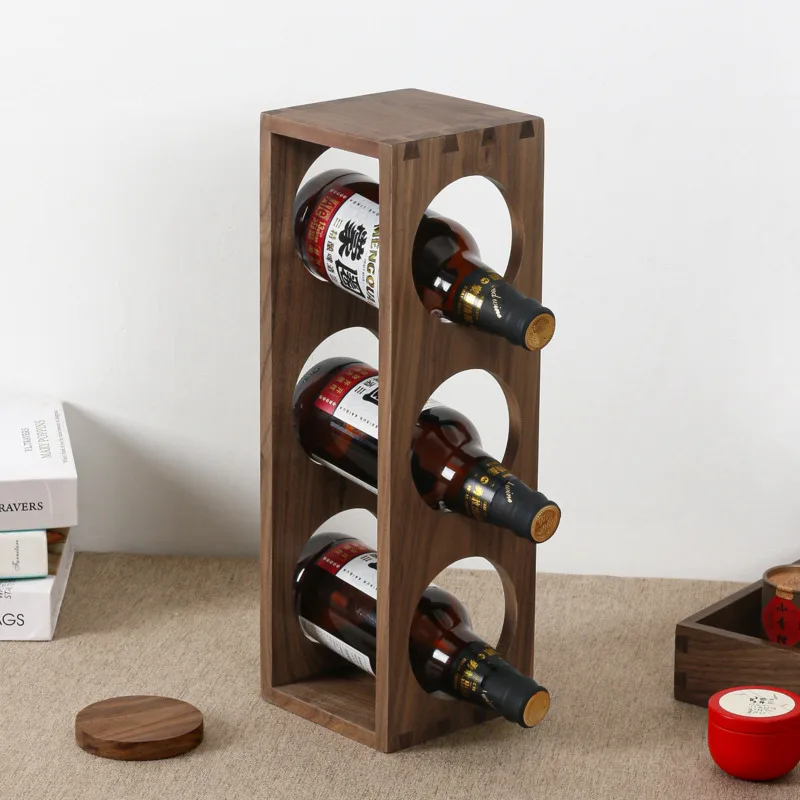 

Ebony Wine Bottle Showcase Domestic Vino Display Hardwood Gastronomy Shelving Chic Oenological Stand Elegant Storage