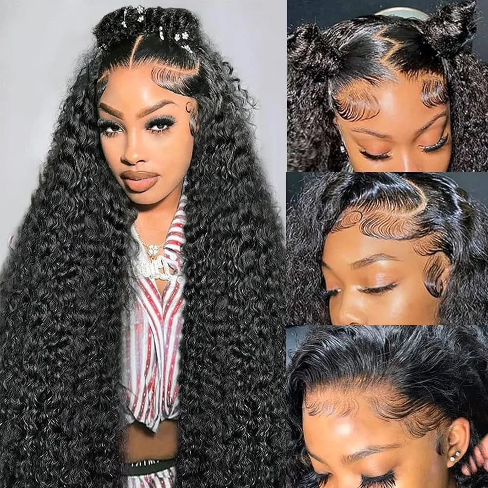 180% Density 13x6 Brazilian Water Wave Curly Lace Front Human Hair Wigs 30 40 44 Inch Deep Wave 13x4 Lace Frontal Human Hair Wig 4