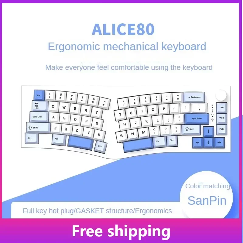 

New FEKER Alice80 Wired Mechanical Keyboard RGB Ergonomic Design Hot Swap PBT Dye-sublimation Keycaps PC Office Gaming Keyboard