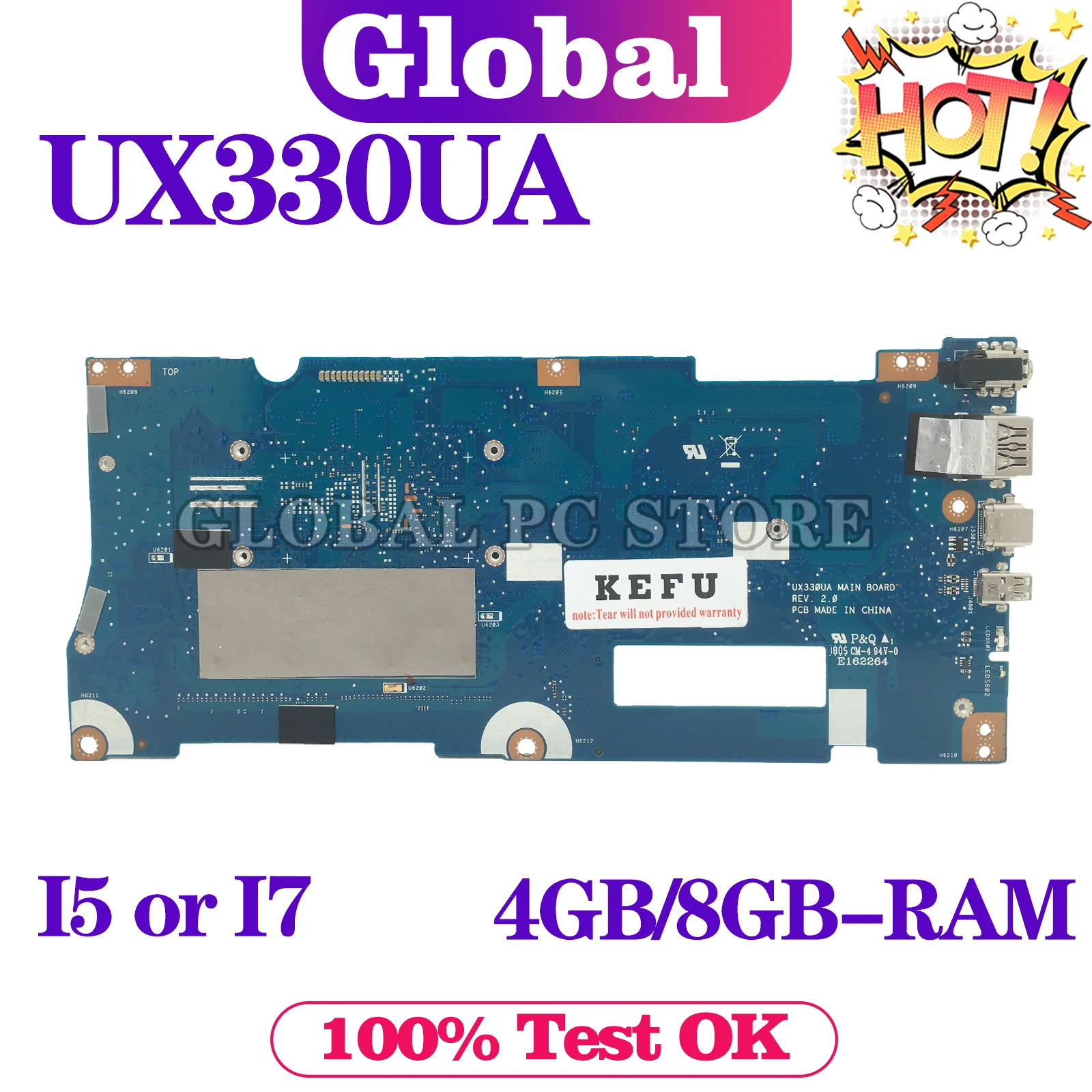 

KEFU UX330UA Mainboard For ASUS ZenBook UX330 U330UA UX330U UX330UAK U3000U Laptop Motherboard I3 Or I5 Or I7 RAM-4GB/8GB UMA