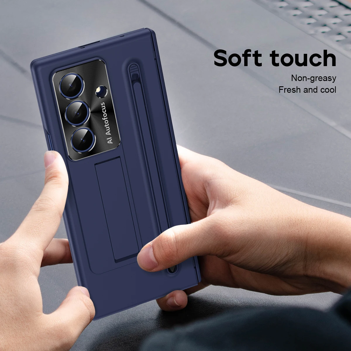 Elegant Fashion Bracket Phone Case with Front Protection Film and S Pen Holder