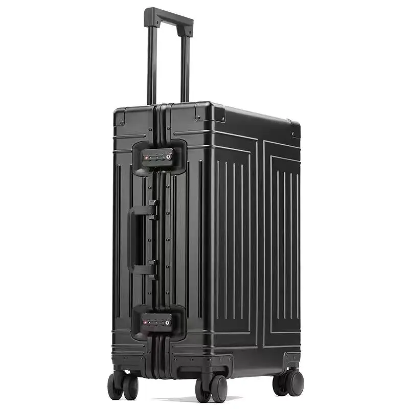 Aluminum Travel Suitcase Spinner brand Hard Trolly Case Aluminium Rolling Luggage 20"24"26"28" Inch travel luggage