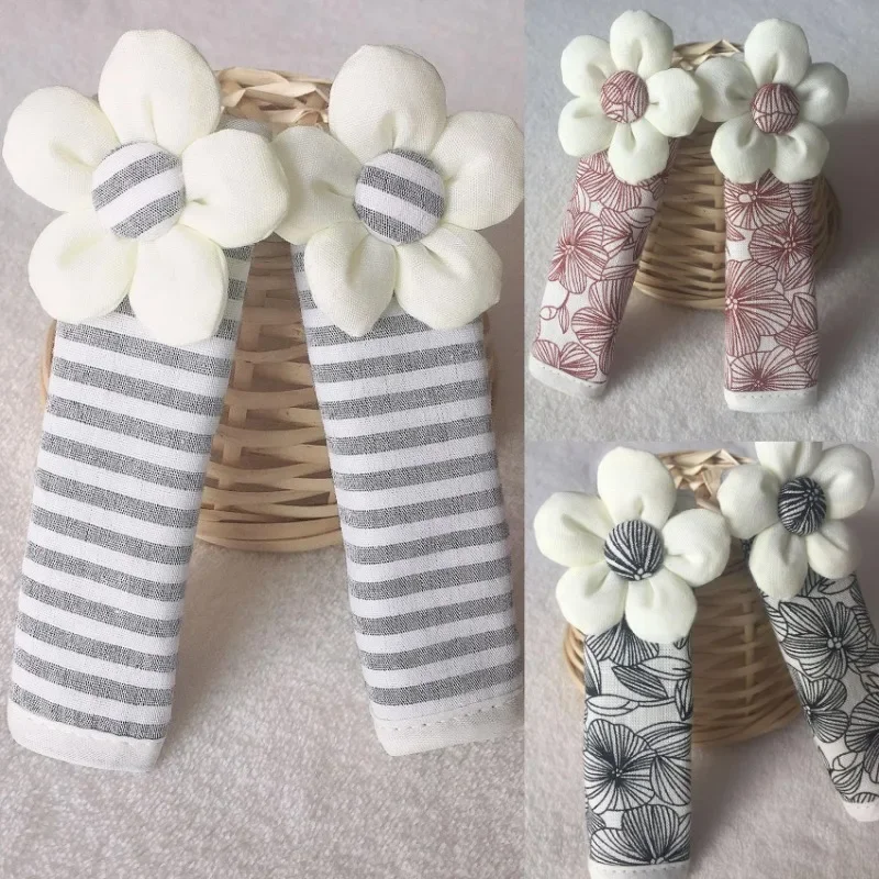Anti-Static Flower Handle Cover Soft Floral Refrigerator Handle Covers Non-slip Thicken Door Knob Covers Refrigerator