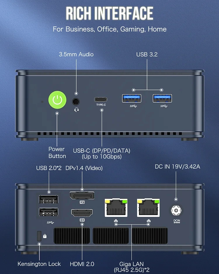 GMKtec M5 미니 PC 데스크탑 게임용 컴퓨터, 업데이트 버전 R7 5700U, Win 11 Pro DDR4 NVME SSD, PCIE 3.0, Wifi6 BT5.2, 듀얼 2.5G Lan
