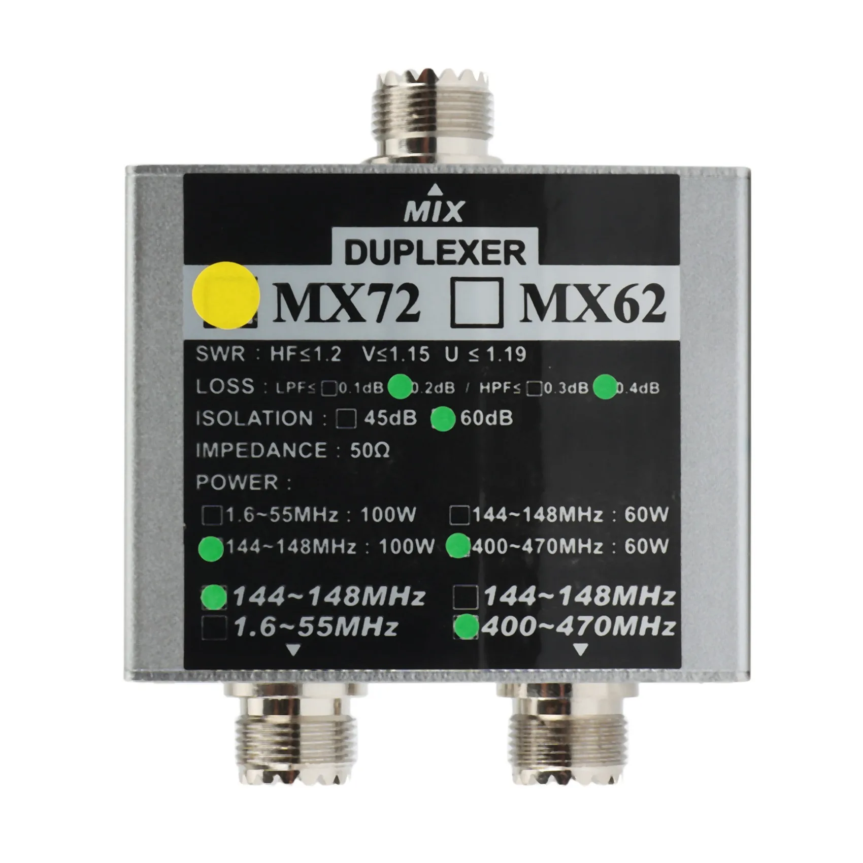HF Walkie Talkie Ham VHF UHF Tri-Band Amateur Two Way Radio Antenna Combiner MX72 60-100W Linear Antenna Duplexer Rare