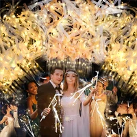 30Pcs Led Light-Up Fairy Wands with Ribbons, White and Pink Champagne, Glow Party Supplies & Atmosphere Props for Weddings, Bi