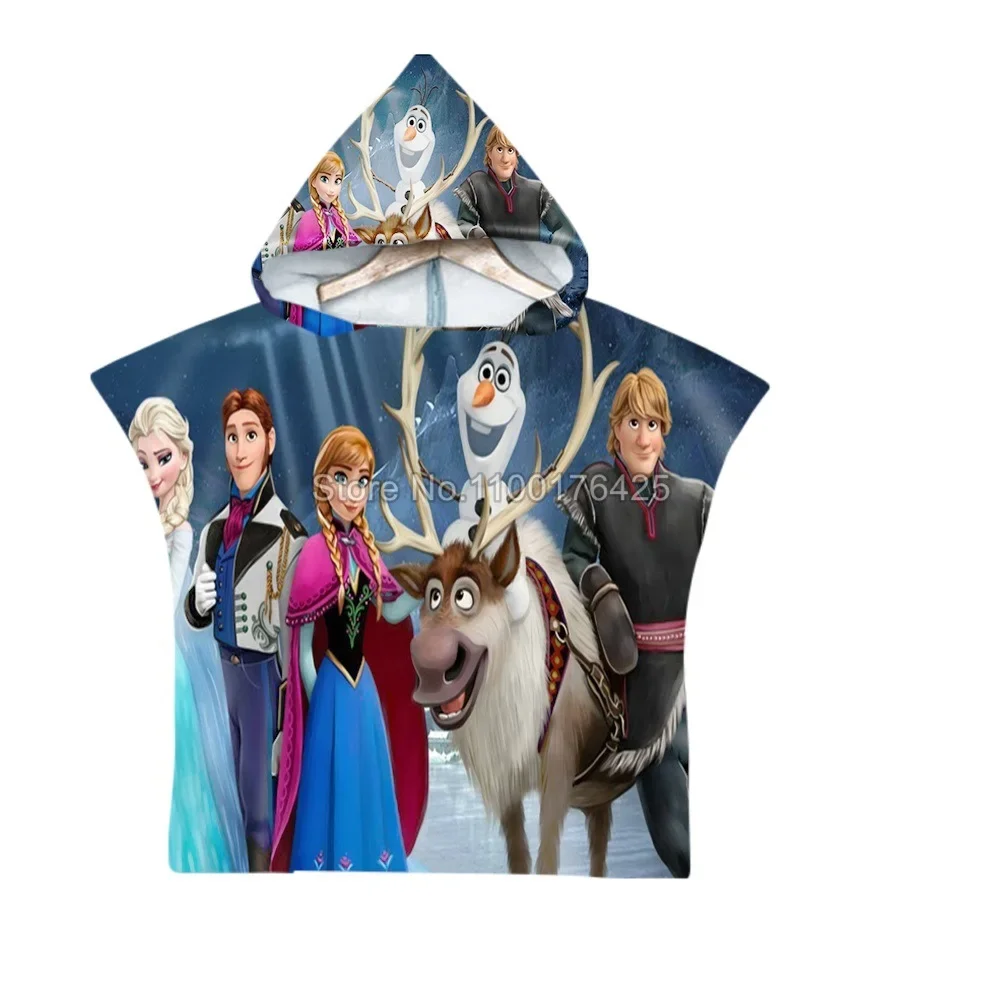 Cute Frozen Elsa Anna Baby Hooded Beach Microfiber Towel Princess Beach Pool Swimming Shower Absortbent Poncho Towel Cotton Bathrobe microfiber towels quick drying towel cotton bathrobe