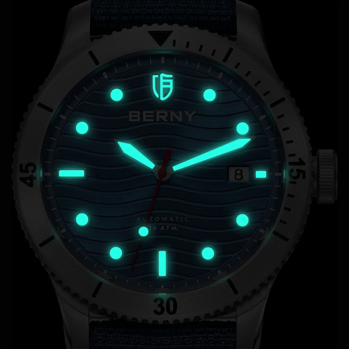 BERNY Orologio subacqueo automatico completamente in tanio per uomo Orologio subacqueo meccanico con compressore Miyota 8215 con rivestimento AR di zaffiro luminoso  1511