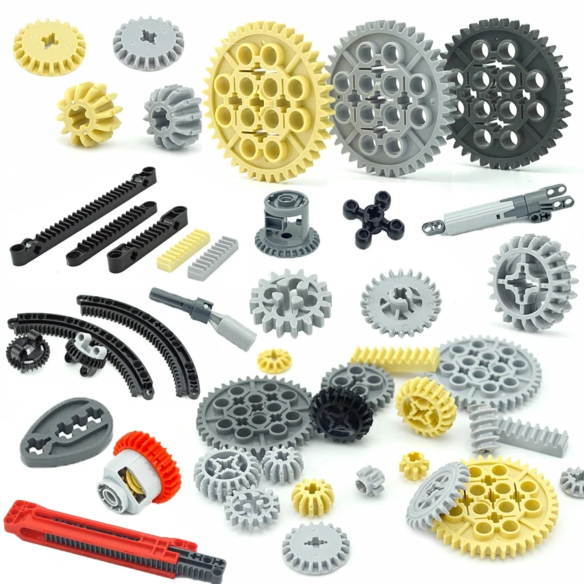 MOC Technical Gear Axle Bricks Parts Worm Rack Conector Train Car Crane Model Leduo 92693 3743 62821 Assembles Particles building blocks construction blocks