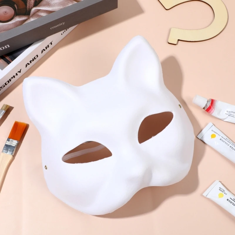 New Packaging Masquerade Mask Halloween Party Mask DIY Foxes Hand-Painted Anime Cat masquerade mask