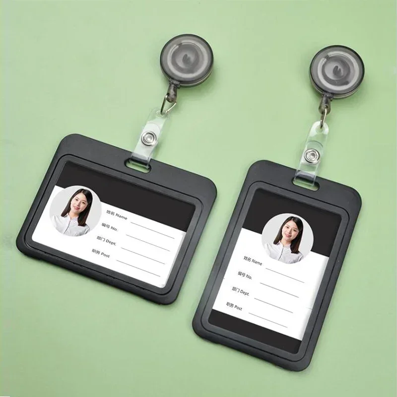 

1PC Colour Card Cover Bus Card Retractable Pull Badge Holder Business Credit Cards Bank ID Card school supplies