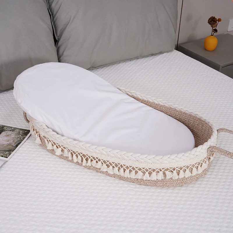Cotton Rope Diaper Baby Changing Basket Woven Storage Tassel Basket for Nursery Changing Table Set Shower Gift for Newborns