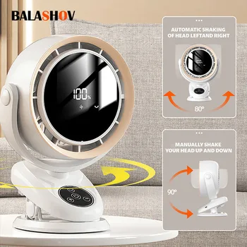 4000mAh Circulating Clip Fan with Remote Control Mini Desk Fan Large Capacity Rechargeable Table Fan LED Digital Display 1