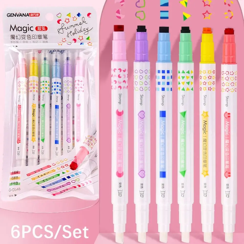 

Erasable Curve Marker Pen Multiple Shapes Flower-shaped Art Drawing Tools Double Head Color Changing Highlighter