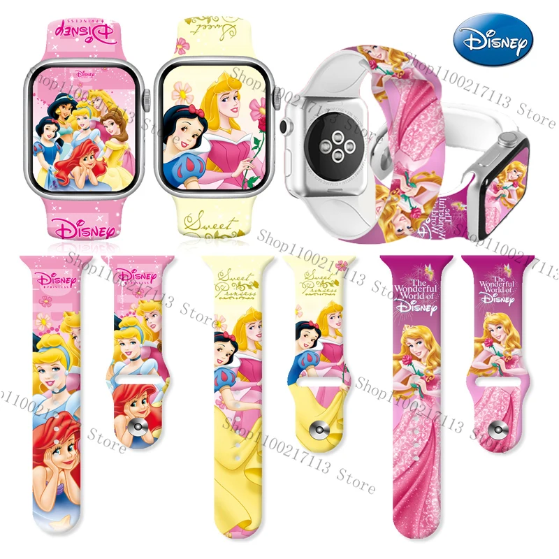 

Disney princesses series print strap For Watch Ultra S8 65432SE Silicone Replacement watchband Apple38-45mm for boys girls gifts