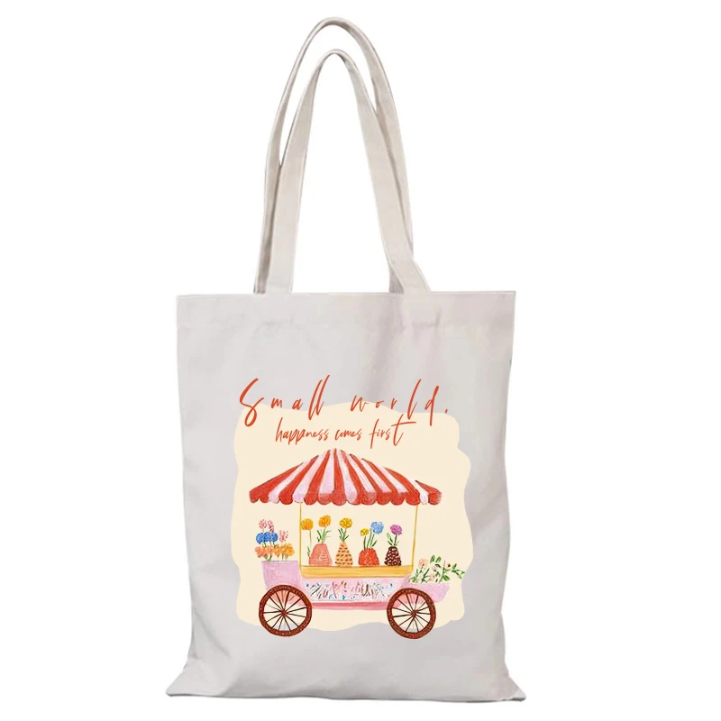 Öko-Tasche, niedliche Stofftaschen, Freizeit, Einkaufstasche, Cartoon-Handtaschen, Damen-Handtasche, Shopper, Einkaufen, Strand, Segeltuch, Schultertasche, Dame, Neu – Detail 8