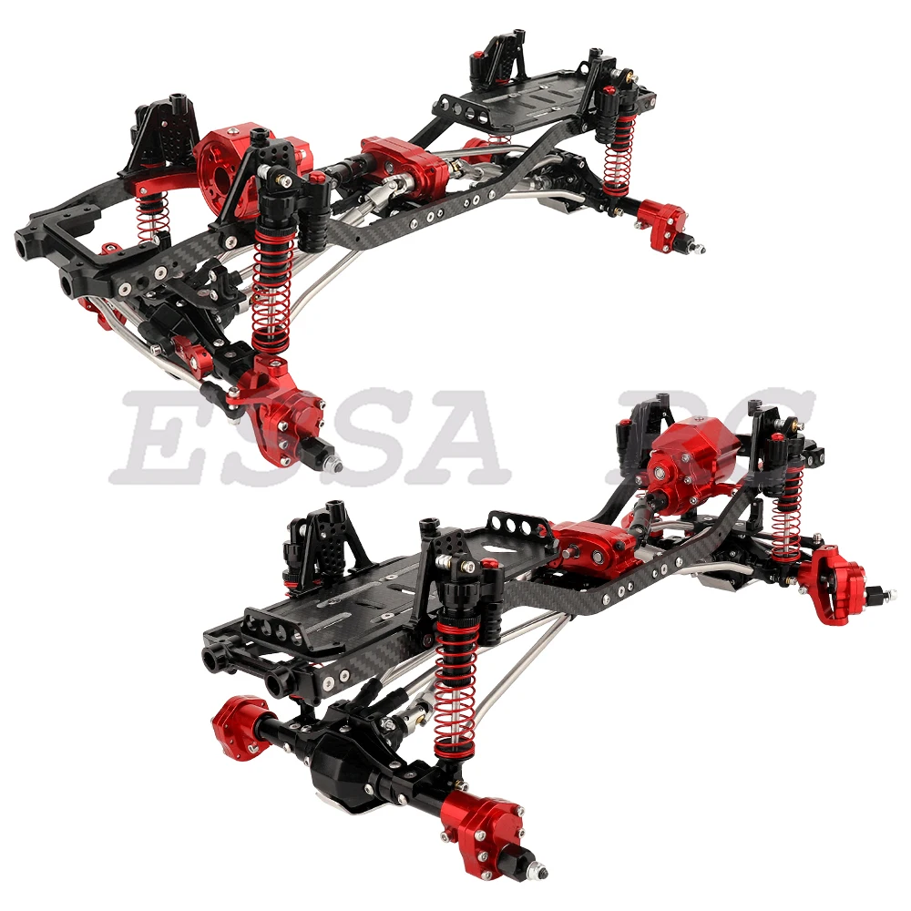 1/10 SCX10 II Carbon Fiber Chassis Rail Metal Frame RC Model Simulation Climbing Upgrade Car Refit Kit Parts with Portal Axles 5