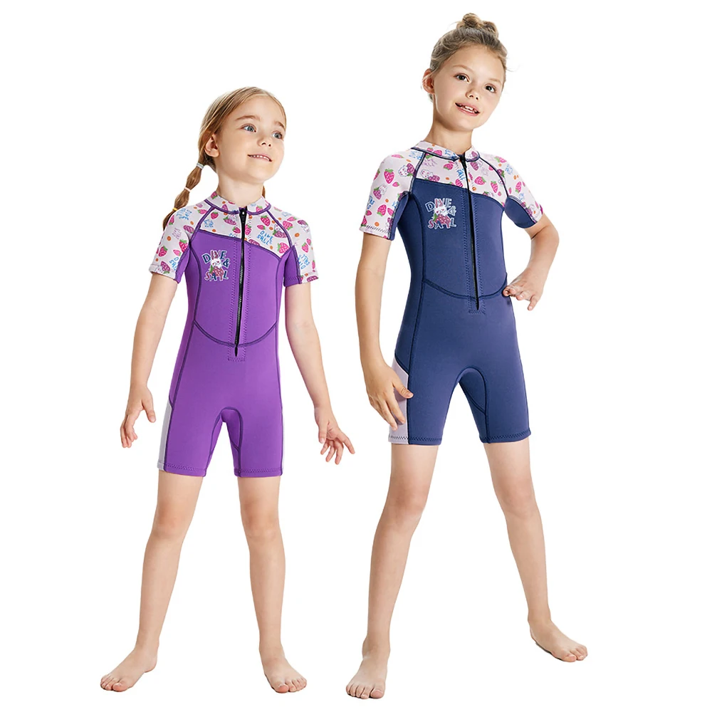 

Newest Short Sleeve Kids Wetsuits 2.5mm Neoprene Swimwears Children's Wetsuit for Boys Girls Swimming Diving Rash Guard Surfing