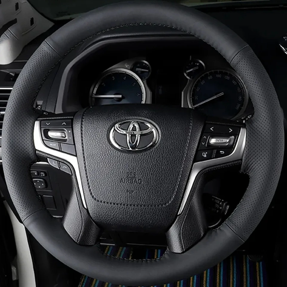 DIY schwarz Kunstleder Lenkrad abdeckung für Toyota Land Cruiser 2016 2017 2018 2019 Land Cruiser Prado 2018 – Detail 1