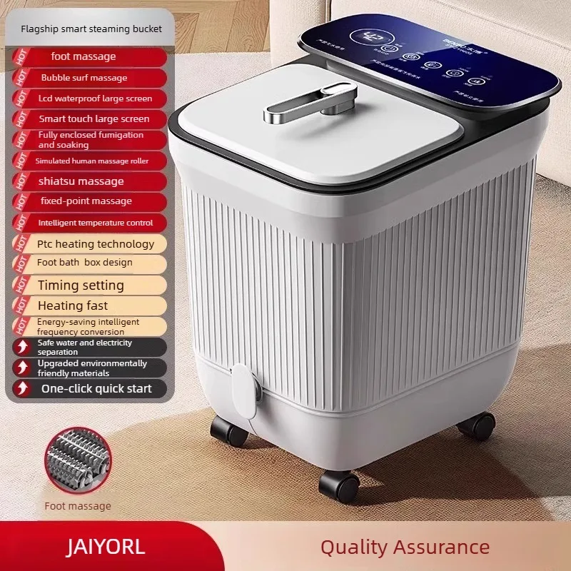 Електрична ванночка для ніг для домашнього спа з підігрівом і постійною температурою, повністю автоматична масажна ванночка для ніг з дистанційним керуванням
