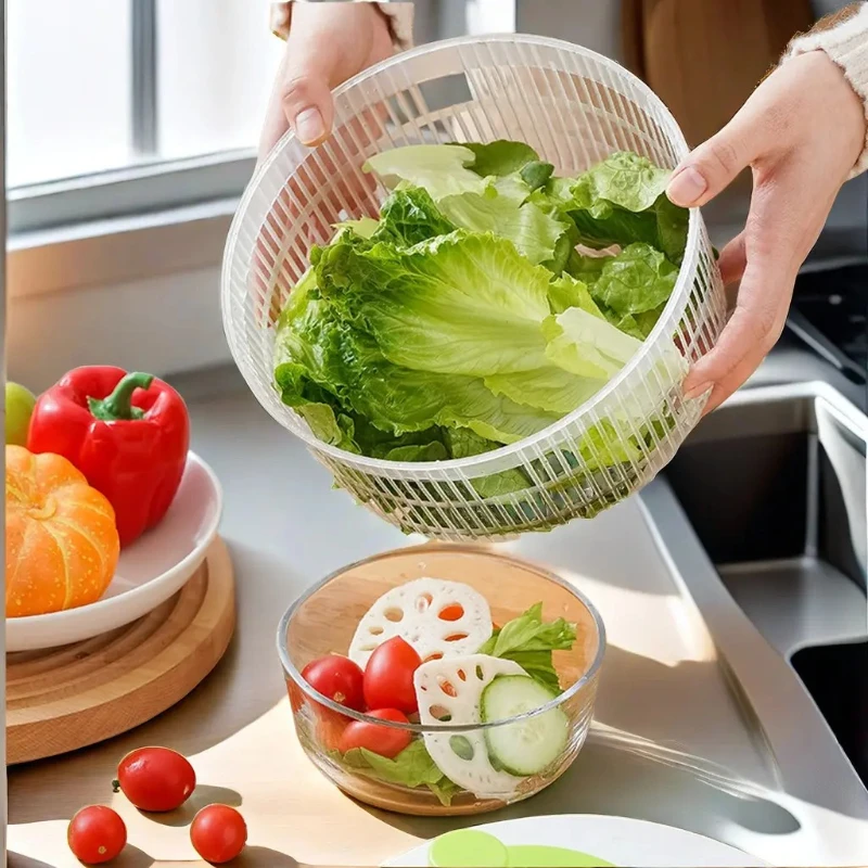 Multifunction Manual Salad Spinner Dryer Vegetable Fruit Food Dehydrator Quick Drying Kitchen Household Vegetable Dehydrator