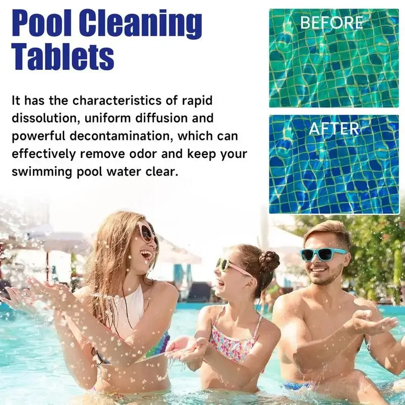 Pool Cleaning Effervescent Tablets Swimming Pool Tablets Hot Tub Cleaner Fast-Acting Odor Eliminator Water Cleaning Tool pool chlorine tablets