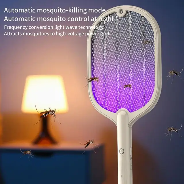 Fly Swatter Racket 3000V Led Légy Electric Zapper 2 1-Ben Inhsalált Fotokatalizátor Lámpa 3-Rétegű Biztonsági Hálóval - Image 3