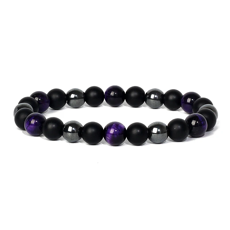 Natural Triple Protection Health Bracelets Women Black Obsidian Hematite Tiger Eye Beads Bracelets Men for Magnetic Soul Jewelry