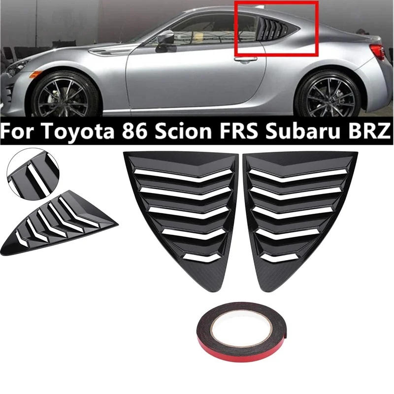 

ABS Carbon Fiber Glossy Black Window Louvers Vent Cover Trim For Toyota 86 Scion FRS Subaru BRZ